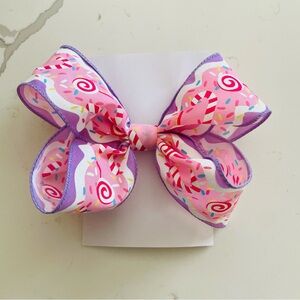 Pink and Purple Candy Swirl Hair Bow outfits girl Christmas butterfly Cindy Lou